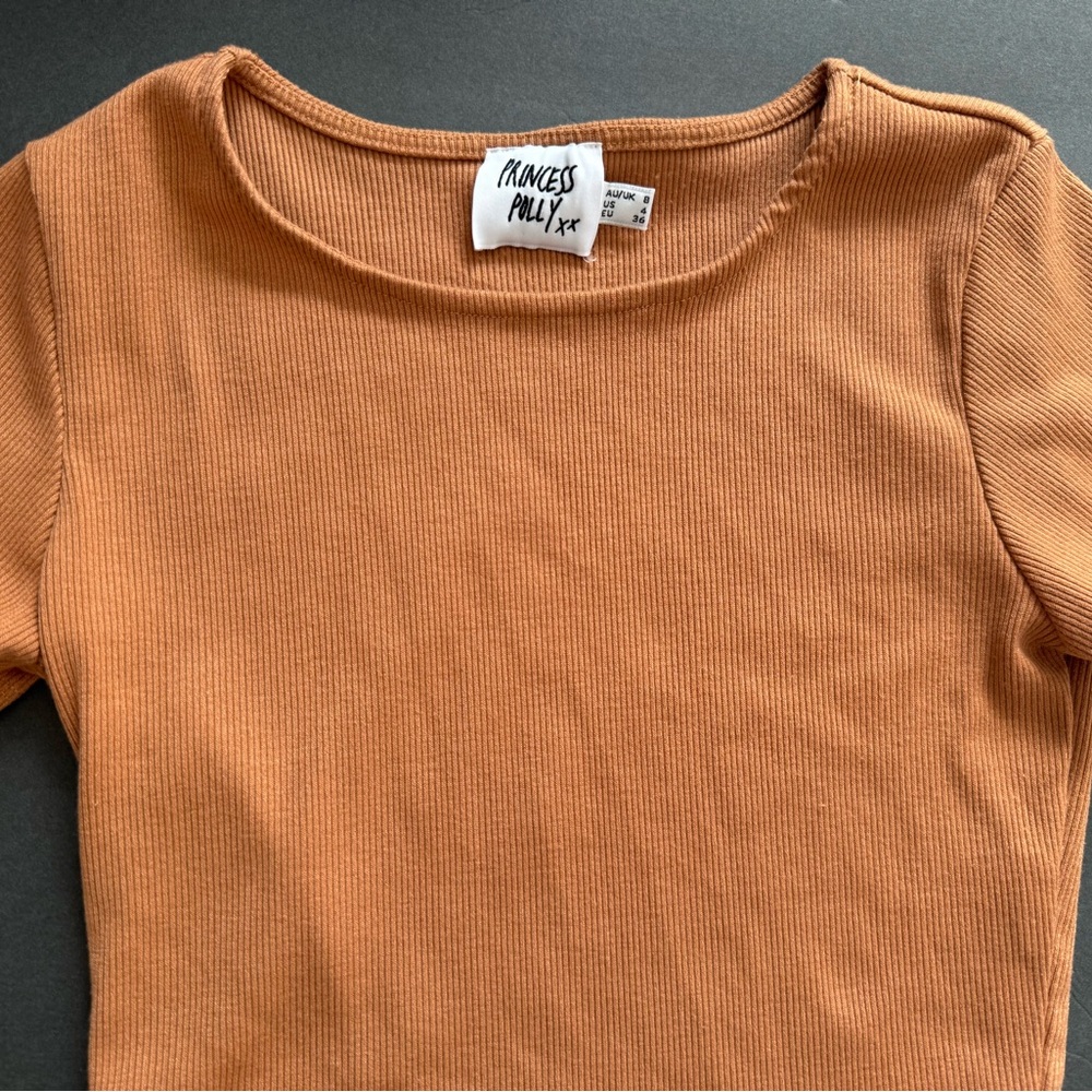 Princess Polly Warm Tan Ribbed Tee